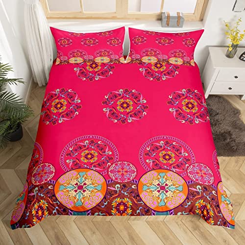 Housse de Couette 220x240 Bohême Exotique Parures de Lit Fleurs 2 Personnes Microfibre Douce et Confortable Impression en 3D avec 2 Taie d'oreiller avec Fermeture éclair Cover