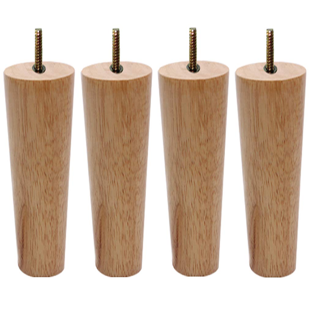 Juego de 4 patas cónicas de roble para muebles, color madera, estilo moderno de mediados de siglo, con perno M10 para bricolaje, escritorio, armario, sofá, silla, mesa de centro, fácil de instalar (3