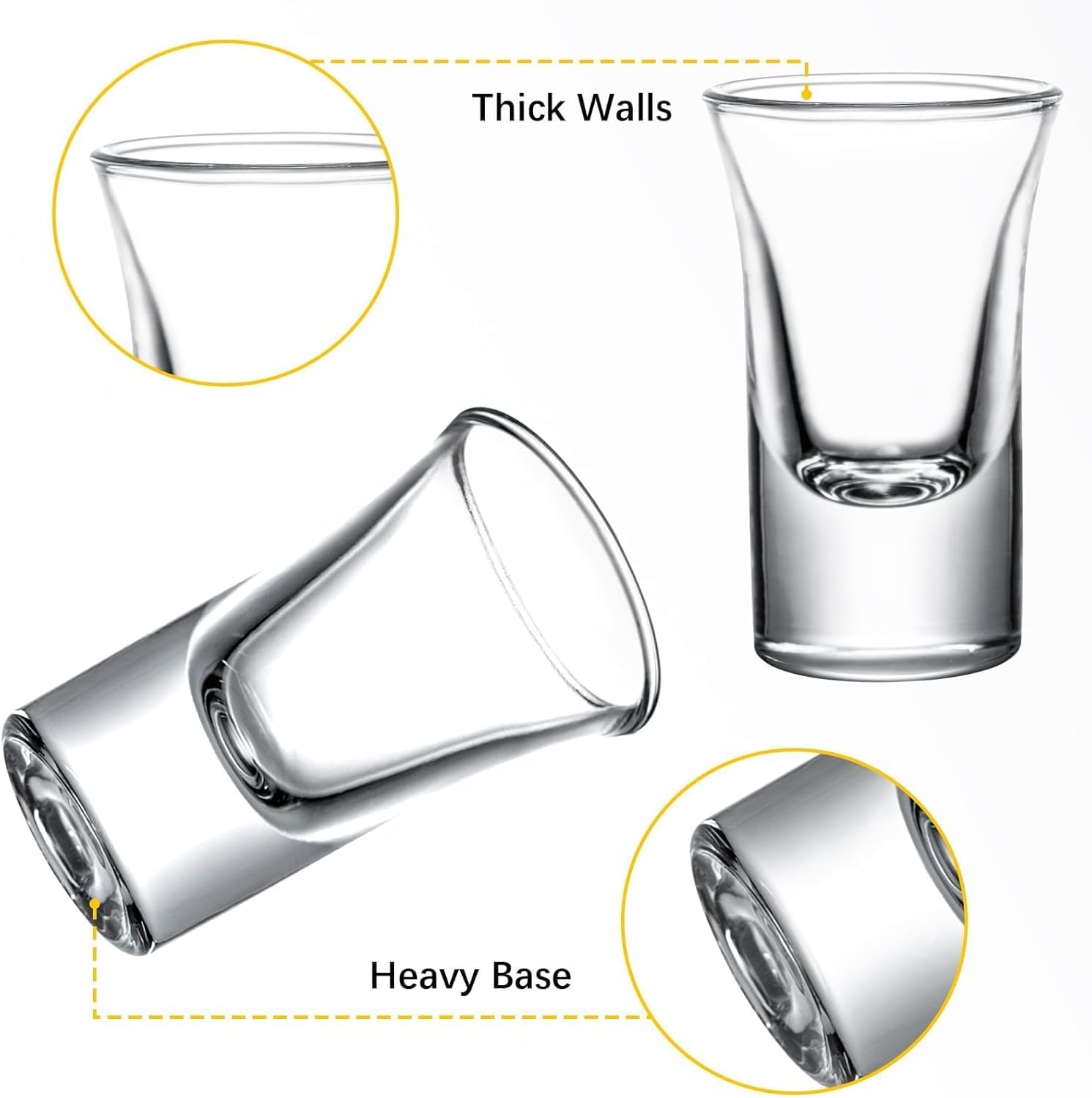 72-Pack 1 OZ Glass Shot Glasses set with 10 Pourers - Heavy Base shot Glasses bulk for Bar, Party, and Gifts