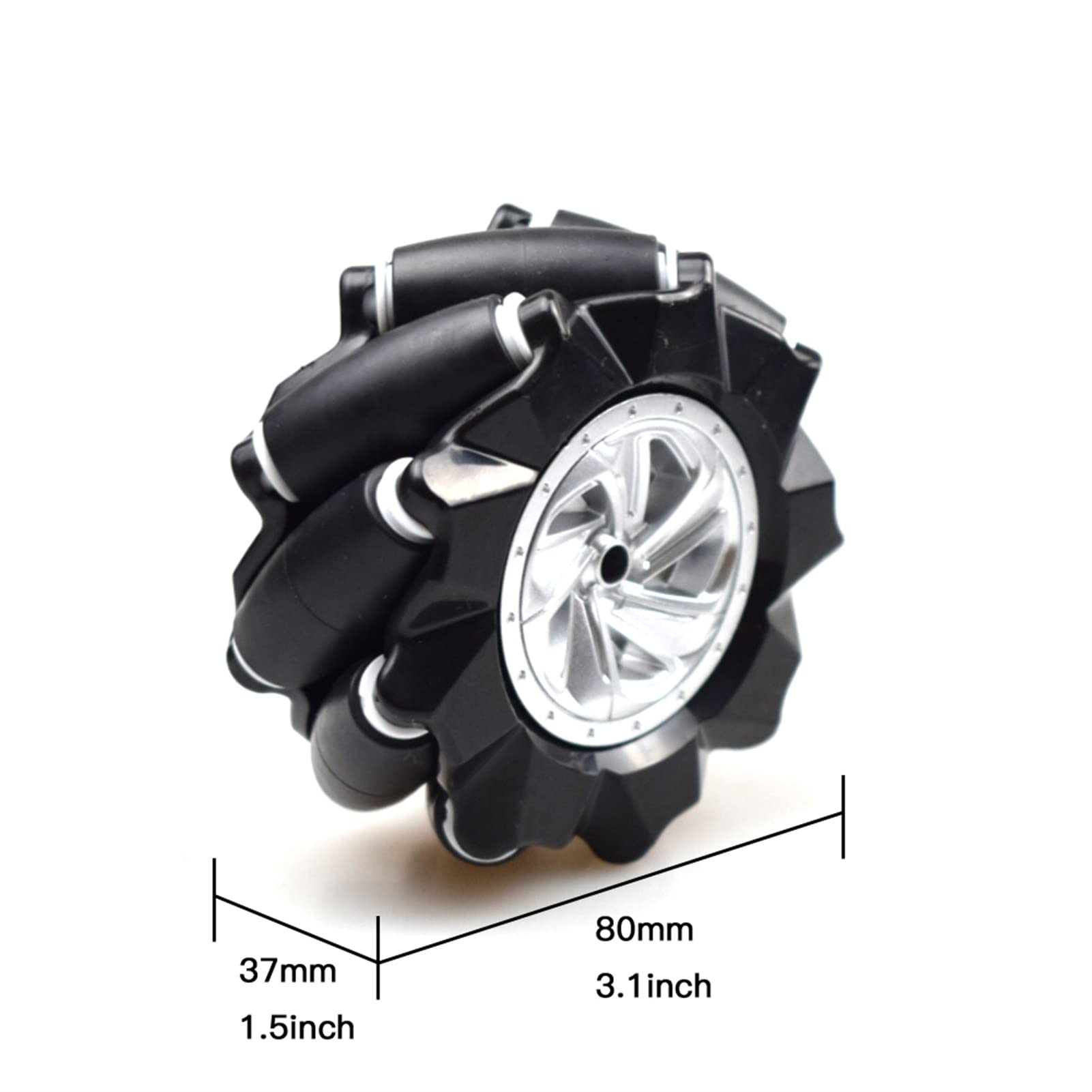 1. 0 kg. Duży ładunek 80mm wysokiej twardości Plastikowe Mekanum Omni-Directional Smart Robot Samochód z piastami 6mm pasuje do Arduino RobotCup Koło Mecanum (Size : Wheel no hubs)