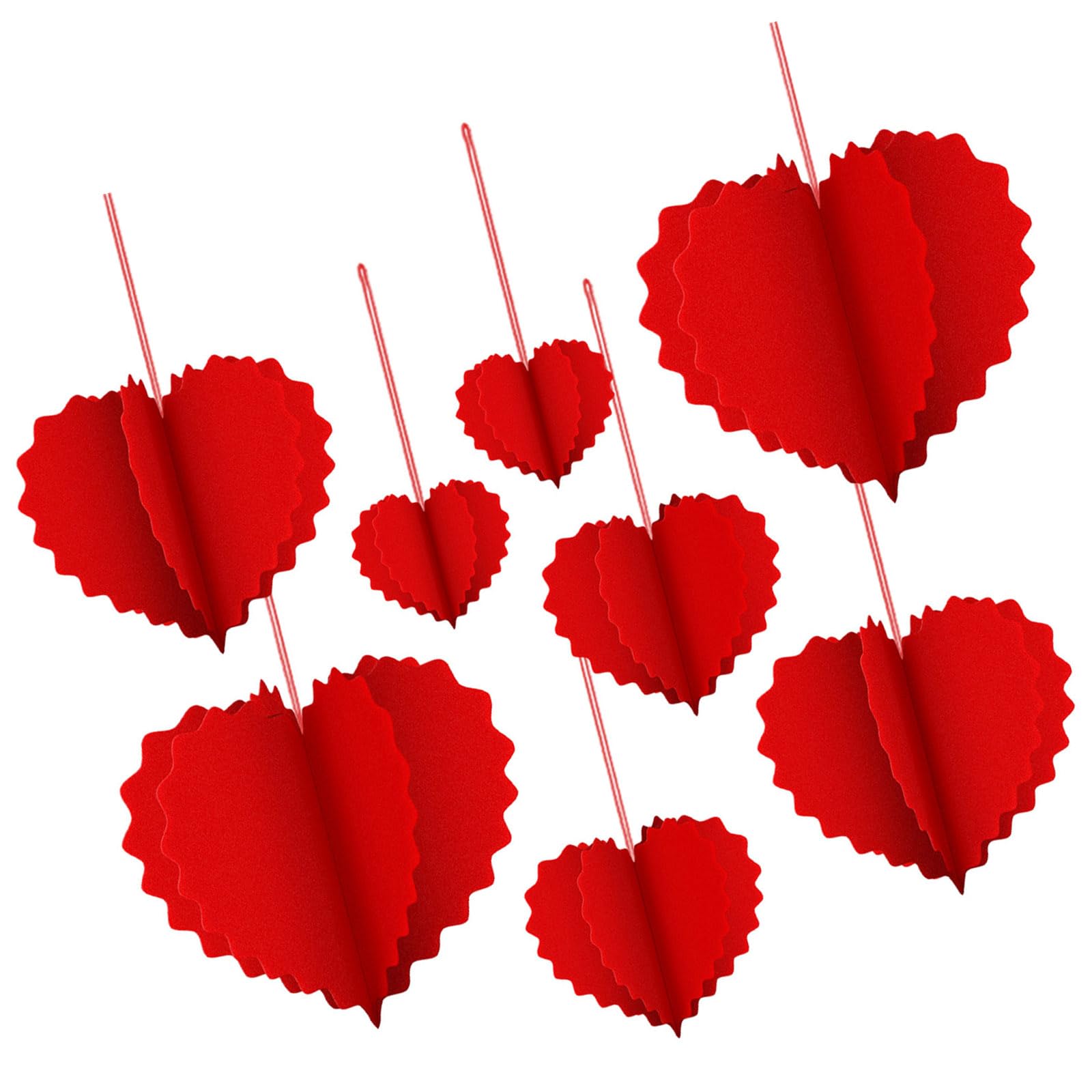 Buxuaaaa 8Pcs Valentine ' s Day Heart Shaped Decoration Foldable Paper Love Heart Hanging Ornament for Wedding Anniversary Birthday Anniversary