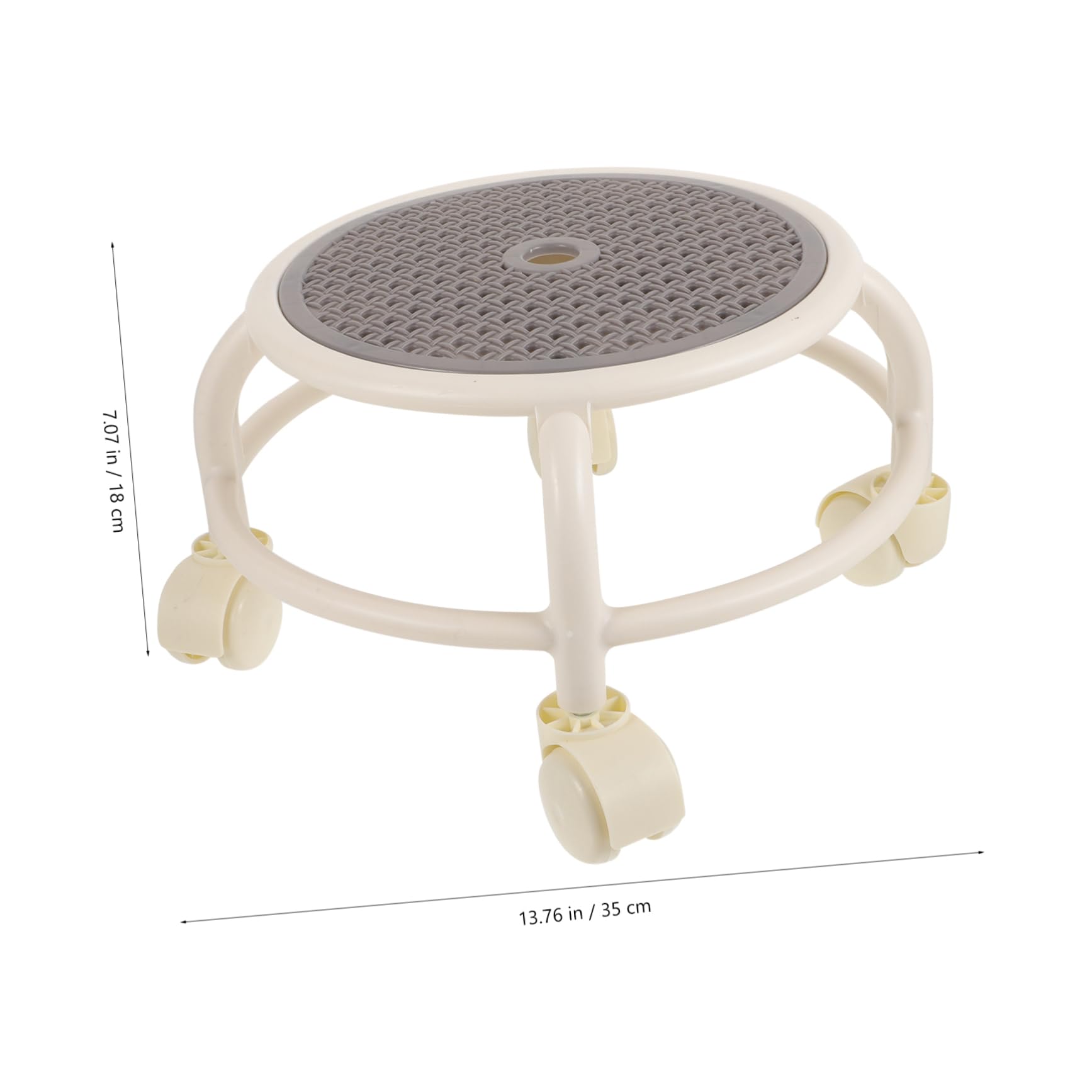 Sgabello Rotondo con Ruote Mobili in Plastica per Pedicure e Salone di Bellezza, Resistente e Flessibile per Uso Professionale e Domestico