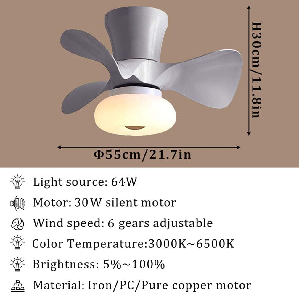 YUEGOO Kids Bedroom Ceiling Fan with Light Reversible with Remote Control 6 Speeds Led Dimmable Fan Ceiling Light 64W with Timer Modern Quiet Ceiling Fan Light