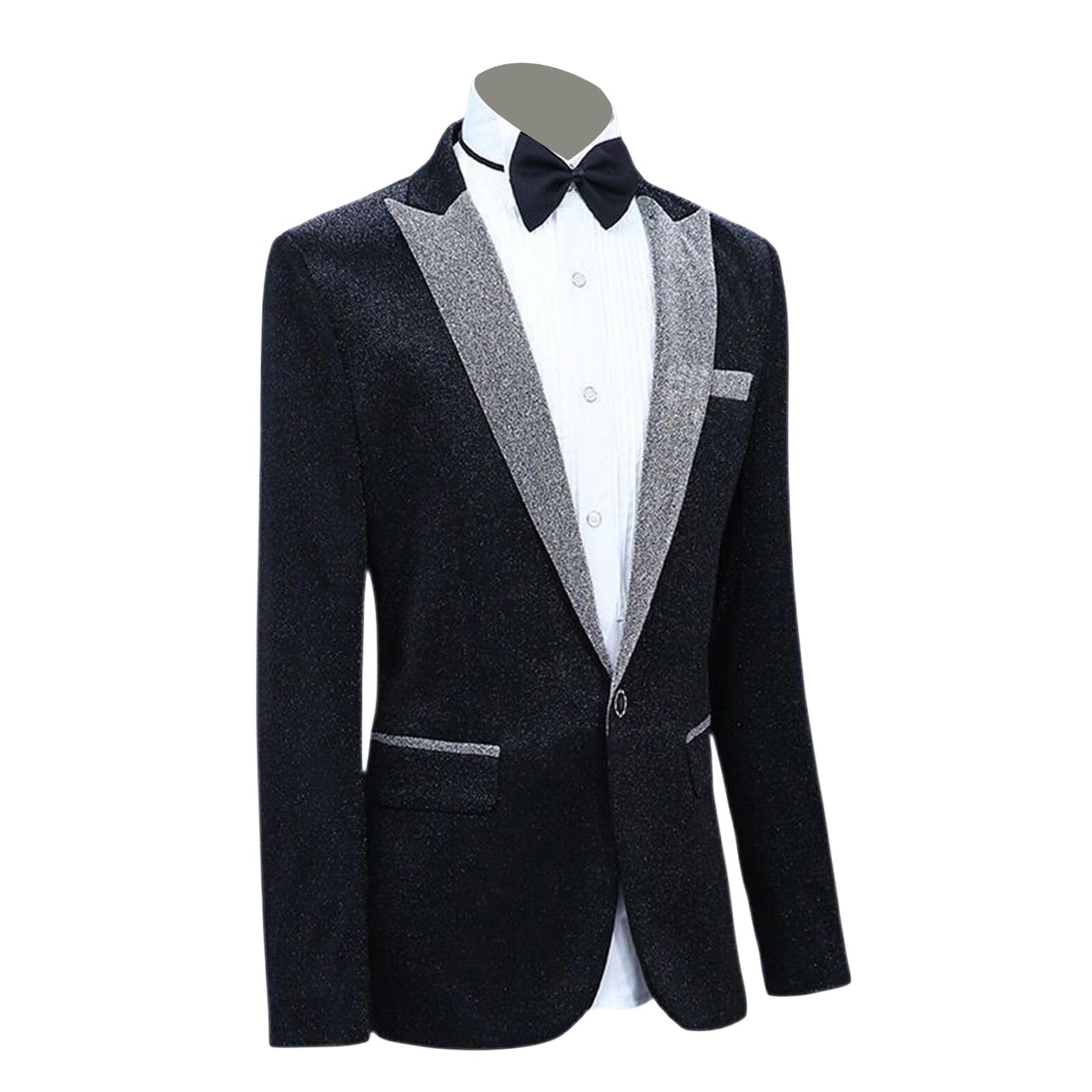 Abito con glitter da uomo, per smoking e Capodanno, per feste, elegante, a maniche lunghe, da discoteca, anni '70, anni '80, lucido, slim fit, costume da carnevale