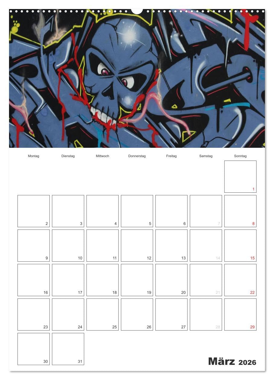 GRAFFITI 2026 / Planer (hochwertiger Premium Wandkalender 2026 DIN A2 hoch), Kunstdruck in Hochglanz