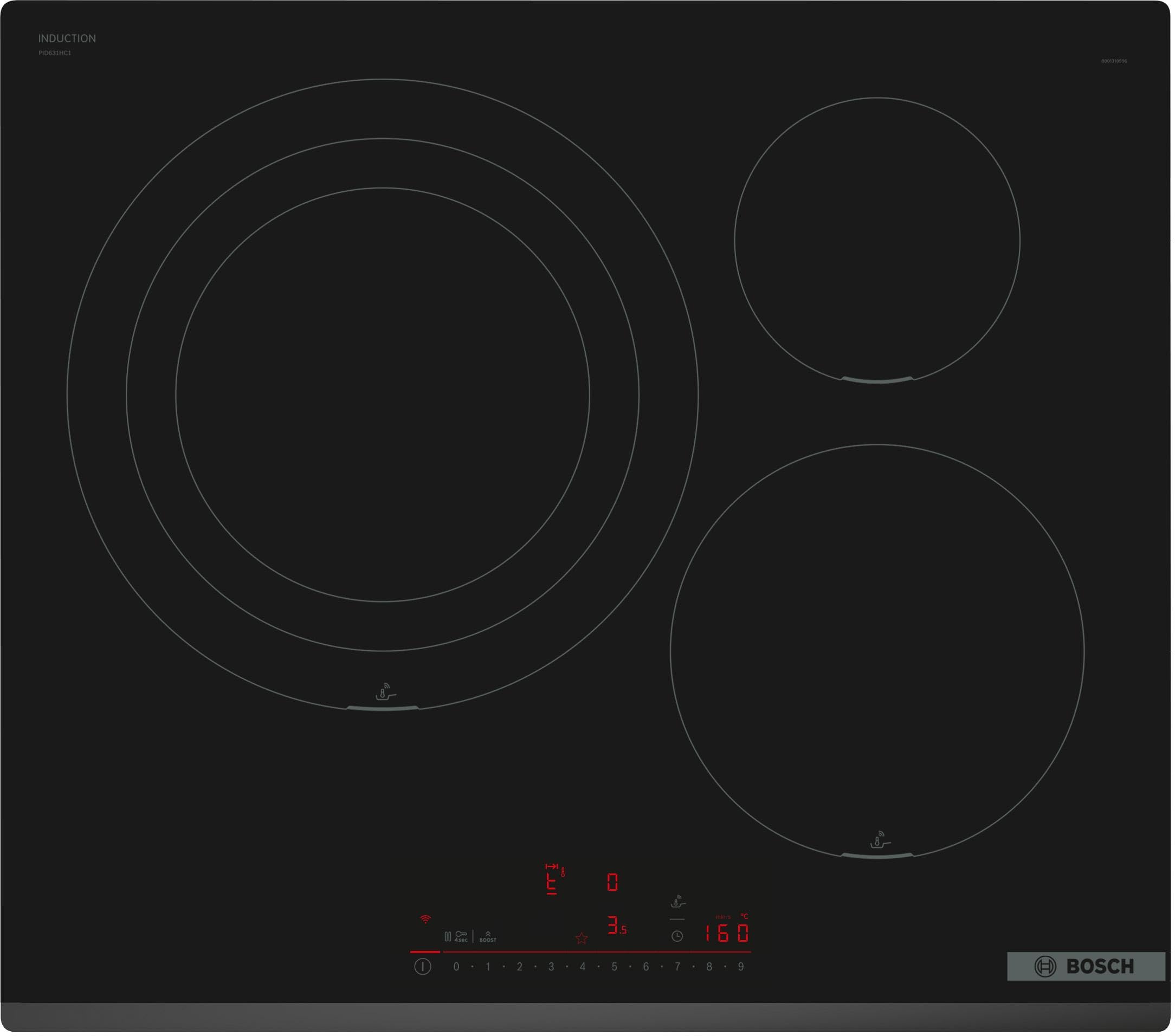 Bosch - Placa de inducción, 60 cm, Serie 4, TouchSelect, Inicio rápido, Negro, PID631BB5E