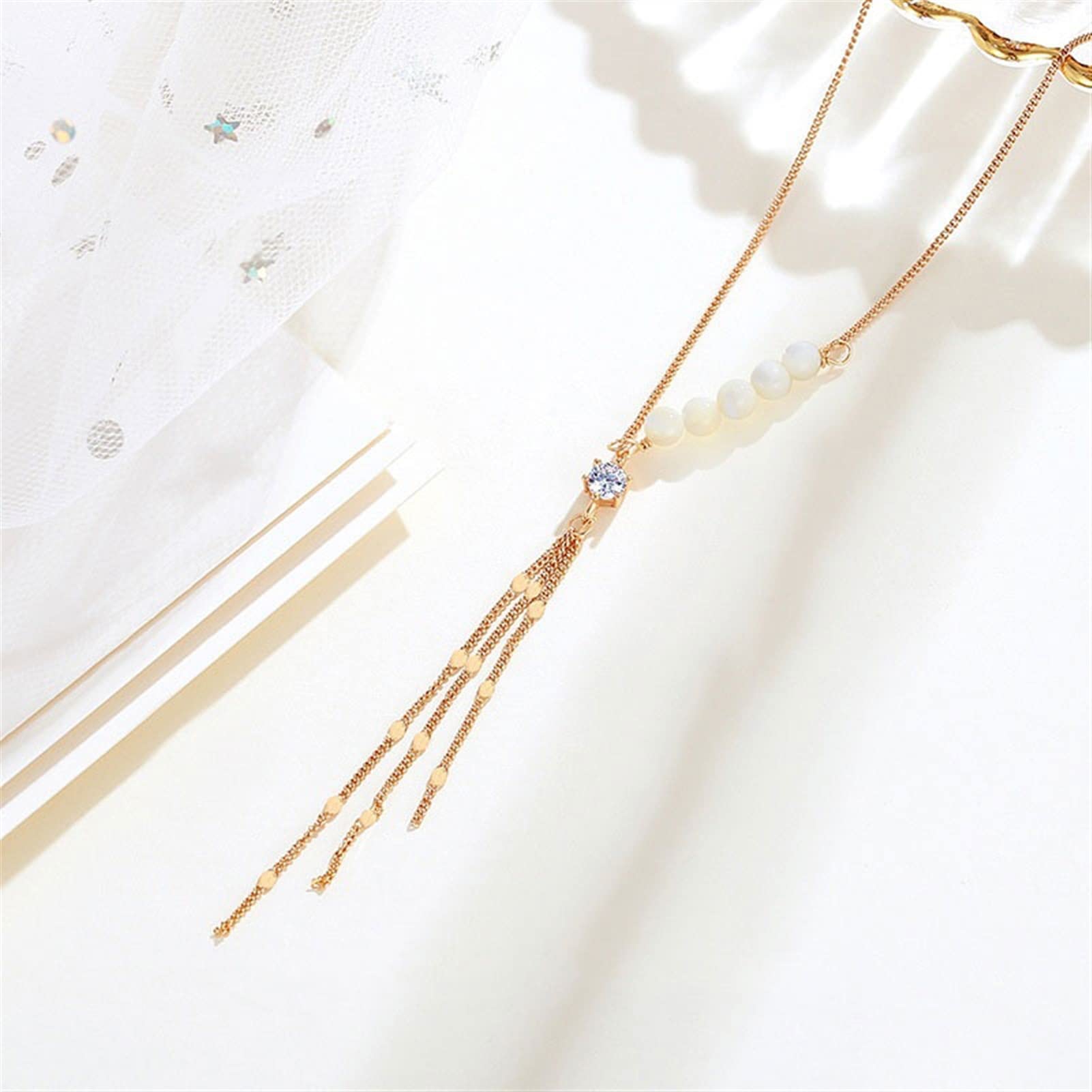 Gioielli da Donna Perline in Argento Sterling Nappa Nuova Moda Estiva Catene per clavicole Tagliente ed Elegante per Collana di Gioielli Fidanzata, Moglie, Mamma