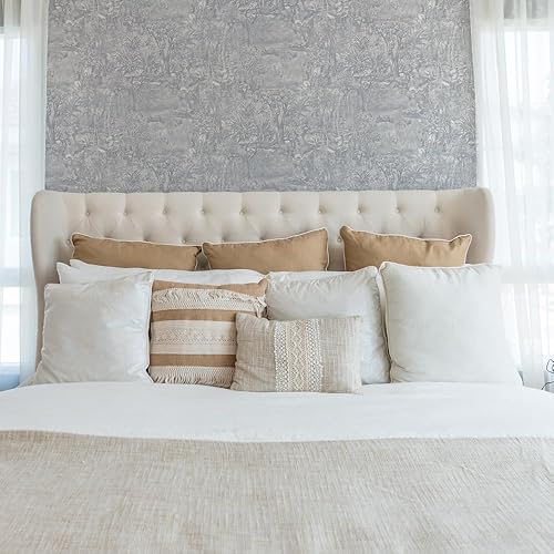 Miniatura 7 de Tempaper Blue Jungle Toile - Papel tapiz removible para despegar y pegar, 20.5 pulgadas x 16.5 pies, fabricado en los Estados Unidos