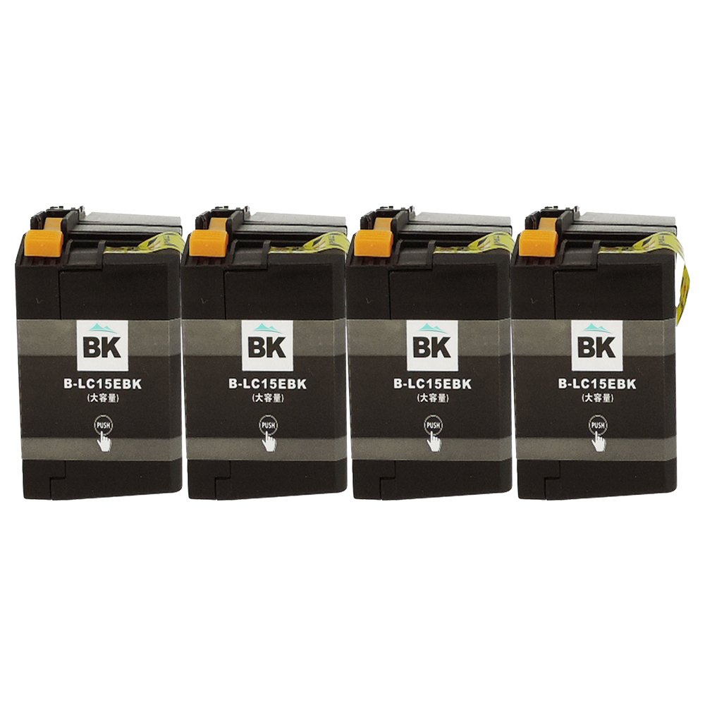 LC15EBK ×4【大容量ブラック4本】対応機種: MFC-J6990CDW 新ICチップ残量表示検知機能付き ブラザー用  Mt.Smile製純正互換インクカートリッジ【365日保証】サービス