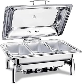Edelstahl Chafing Dish Buffet Set, Speisenwärmer mit Wasserpfanne für Hochzeit und Arbeitsplatte Servieren