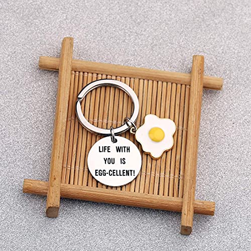 CHOORO Life With You Is Eggcellent Egg Pun Gifts Egg Charm Keyring Funny Birthday Gift Friendship Gift3