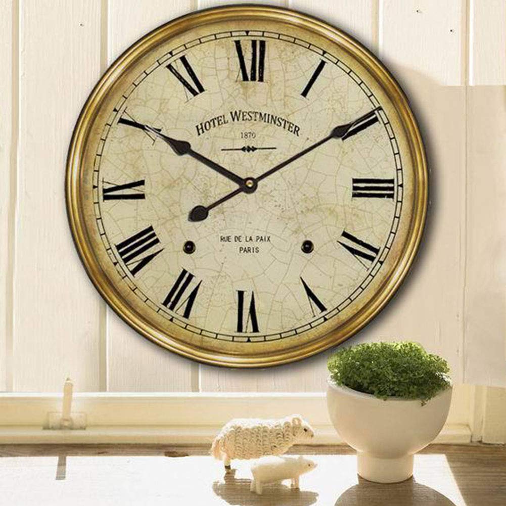 VHKJewE Wall Clock Roman Numeral Wood Round Multicolor(F)