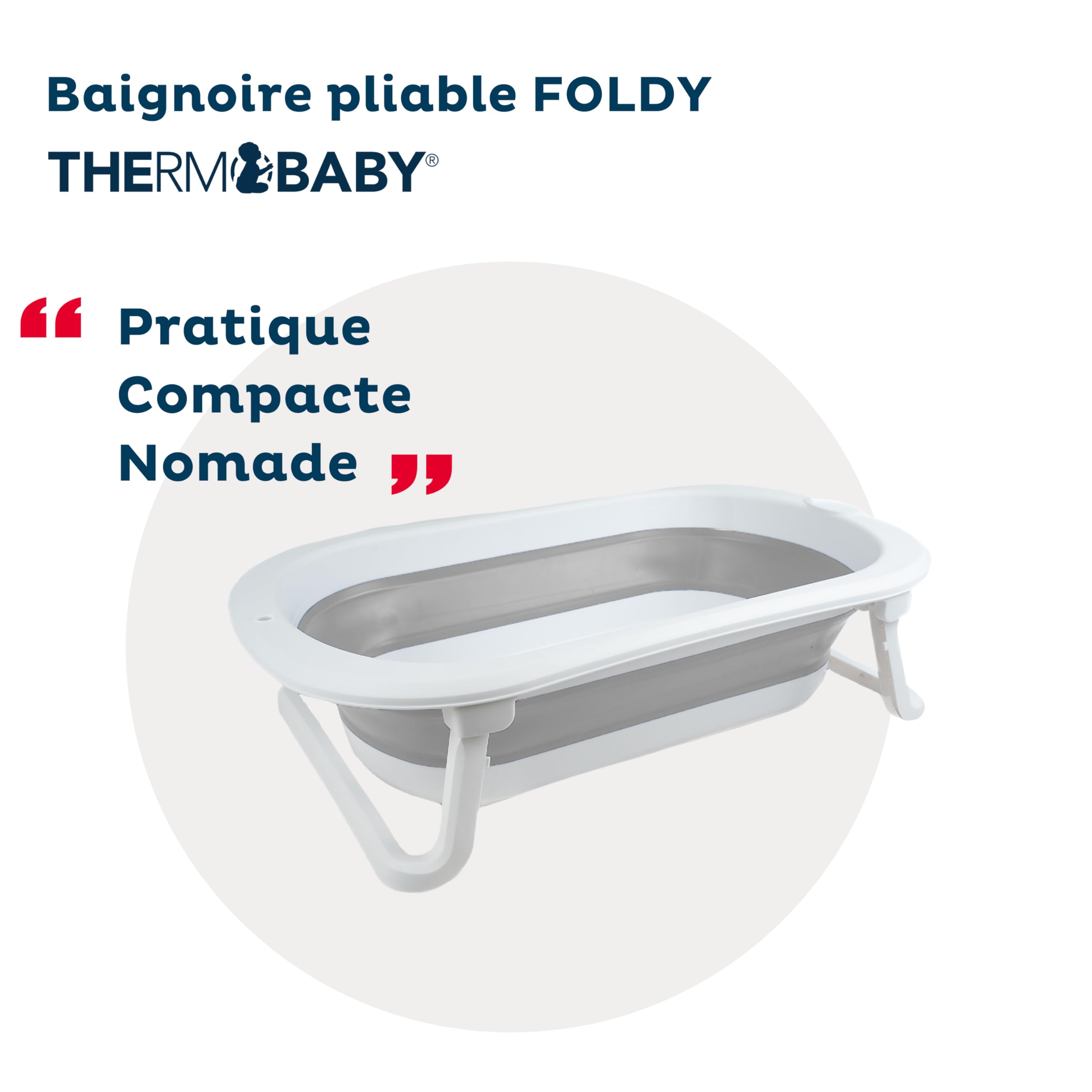 Thermobaby - Bañera plegable para bebé FOLDY: Ultracompacta - Diseño moderno - Almacenamiento práctico - Ocupa poco espacio - Fácil de usar