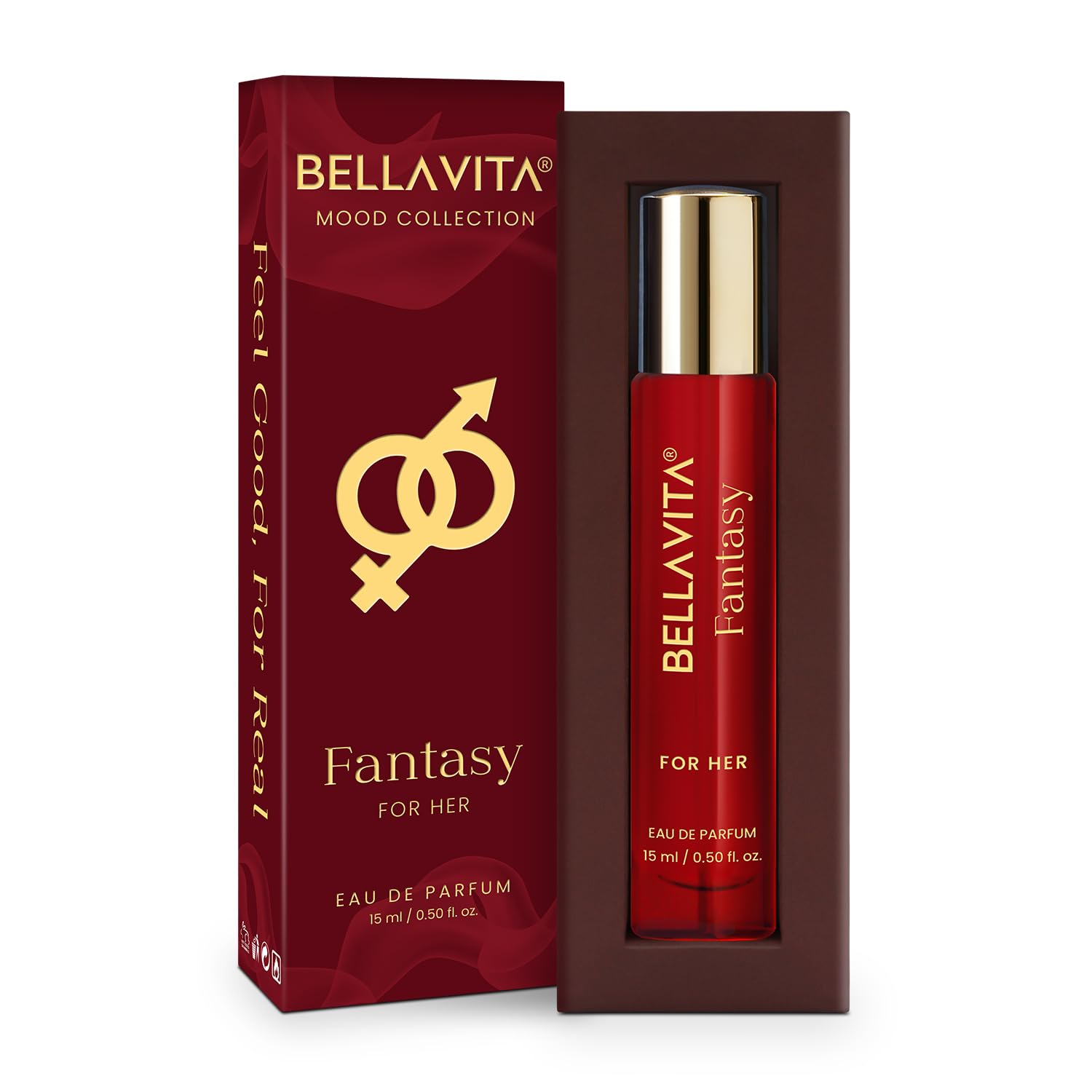 BELLAVITA Mood Collection Fantasy EDP for Her with Pink Pepper, Jasmine and Patchouli |Premium, Long Lasting Fragrance Perfume for Women, 15ml