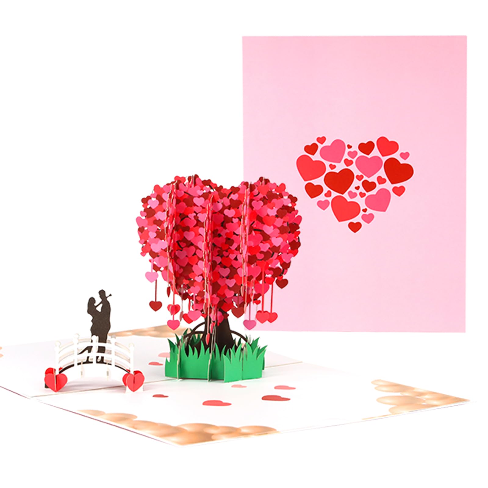 JtmyAota Valentine's Day Card Gift for Her, Anniversary Pop Up Card, Handmade 3D Greeting Cards with Envelope, for Wife Couple Wedding Anniversary Engagement (Love tree)