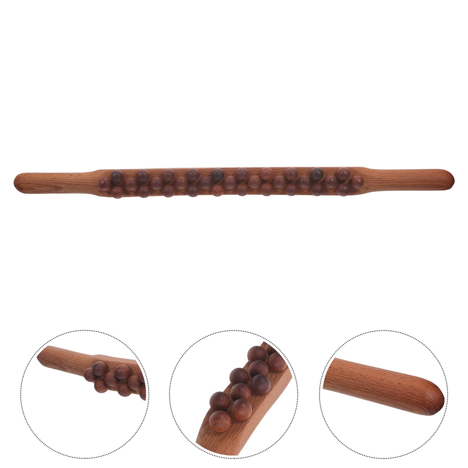 Rodillo de Masaje de Madera Cuentas, Herramienta de Masaje Corporal para Alivio Muscular, Uso en Spa y Relajación