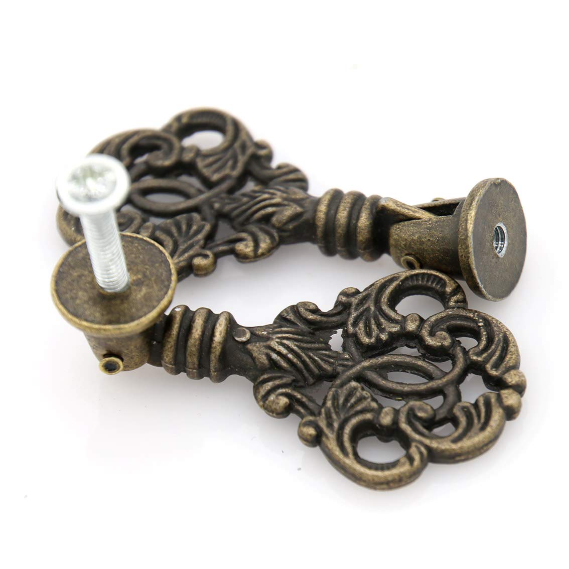 LXZ 4-Pack Vintage Antique Brass Pendant Pull Handles – Hollow Entangled Leaf Design, Cabinet/Dresser/Wardrobe Pulls, 2-13/64" Height, Zinc Alloy