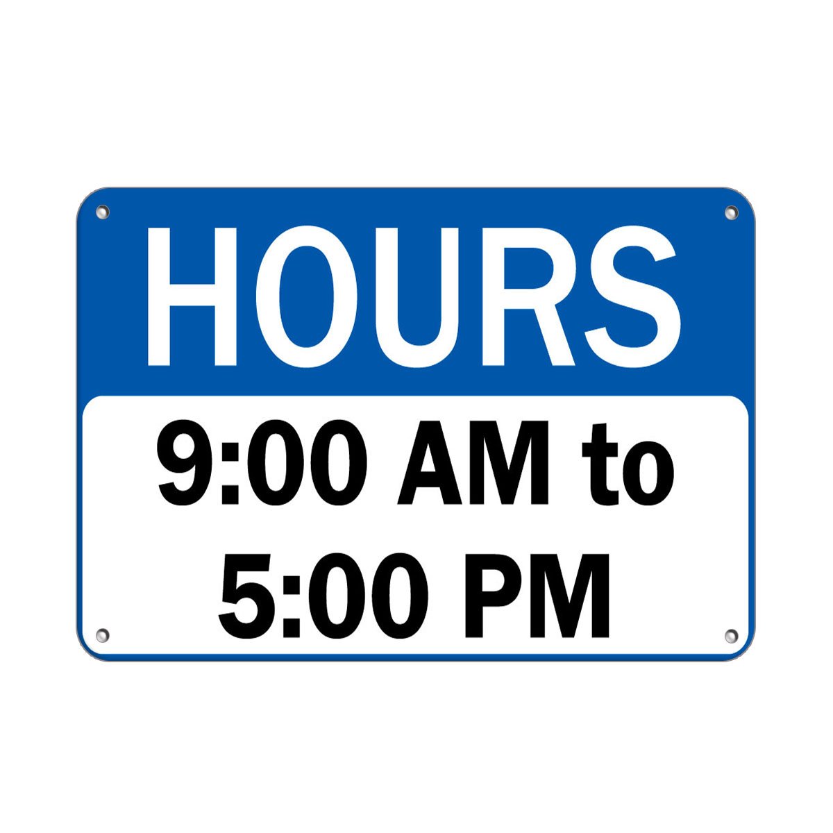Aluminum Horizontal Metal Sign Multiple Sizes Hours 9:00 Am to 5:00 Pm A Business Blue with Border Weatherproof Street Signage, 12x8 Inch
