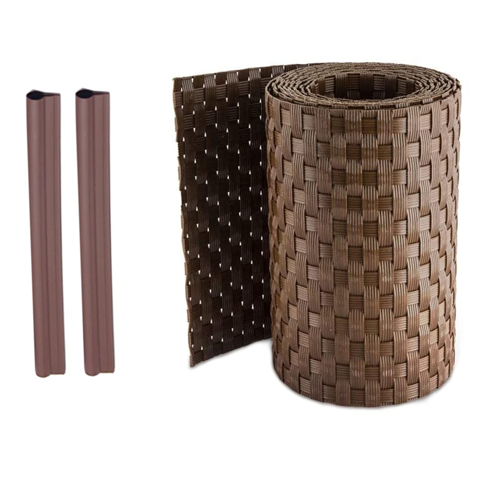 Sellon24 21,22 €/m2 Bande Brise-vue En Rotin - 255 X 19 Cm - Pour Clôture à Double Fil - En Polyrotin RD12 - Vert