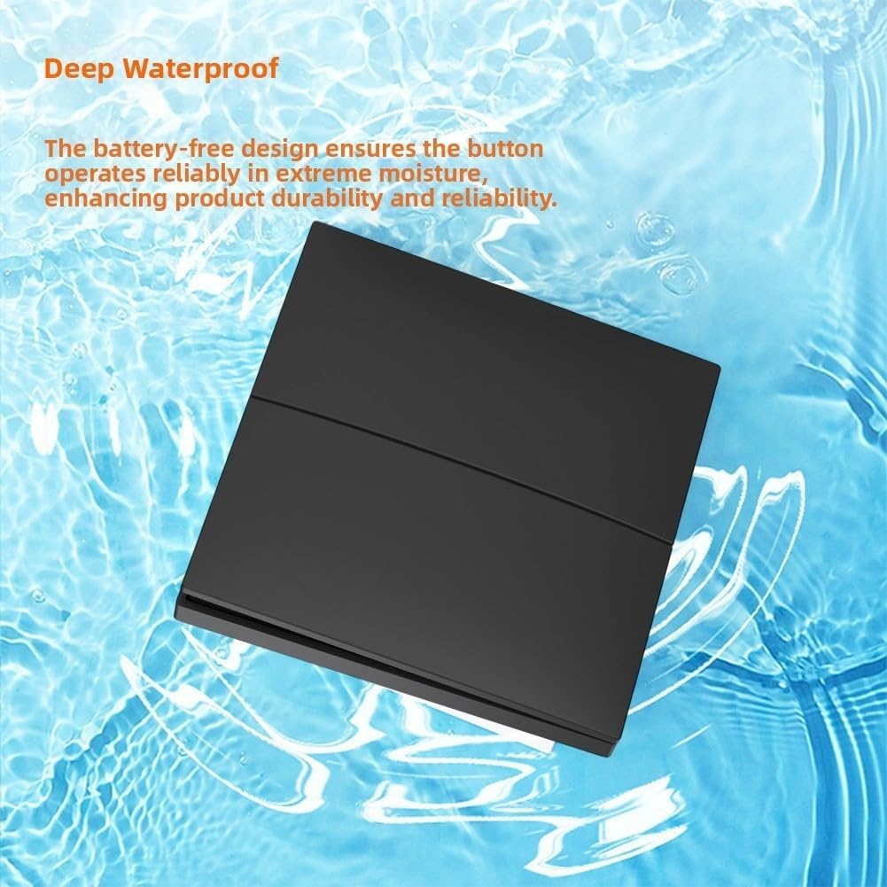 DAZZLEEX Interruptor de luz de control remoto inalámbrico impermeable, potencia autogeneradora para iluminación interior y exterior, interruptor de pared eléctrico ABS portátil con control de fijación