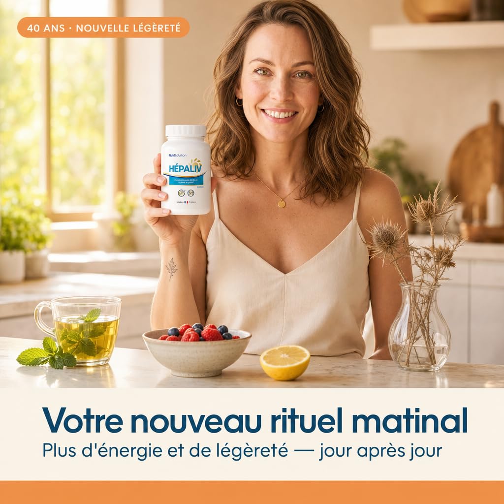 NutriSolution Hépaliv Complément Soutien Hépatique - Formule Détox Avancée avec Chardon-Marie, Desmodium & Thé Vert pour la Santé du Foie, Gestion du Poids & Brûle-Graisses - 60 Gélules (1)