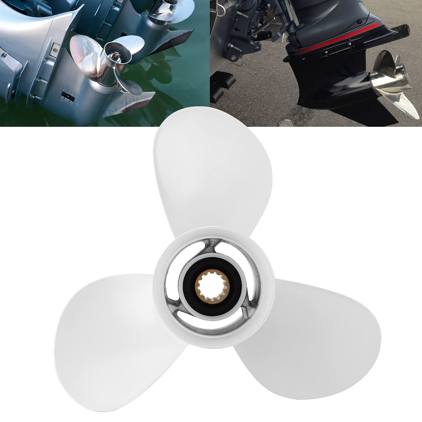 EBTOOLS Hélice fueraborda de alto empuje de 11x15 pulgadas de repuesto para motores de 25 a 60 HP con 3 palas y 13 dientes estriados
