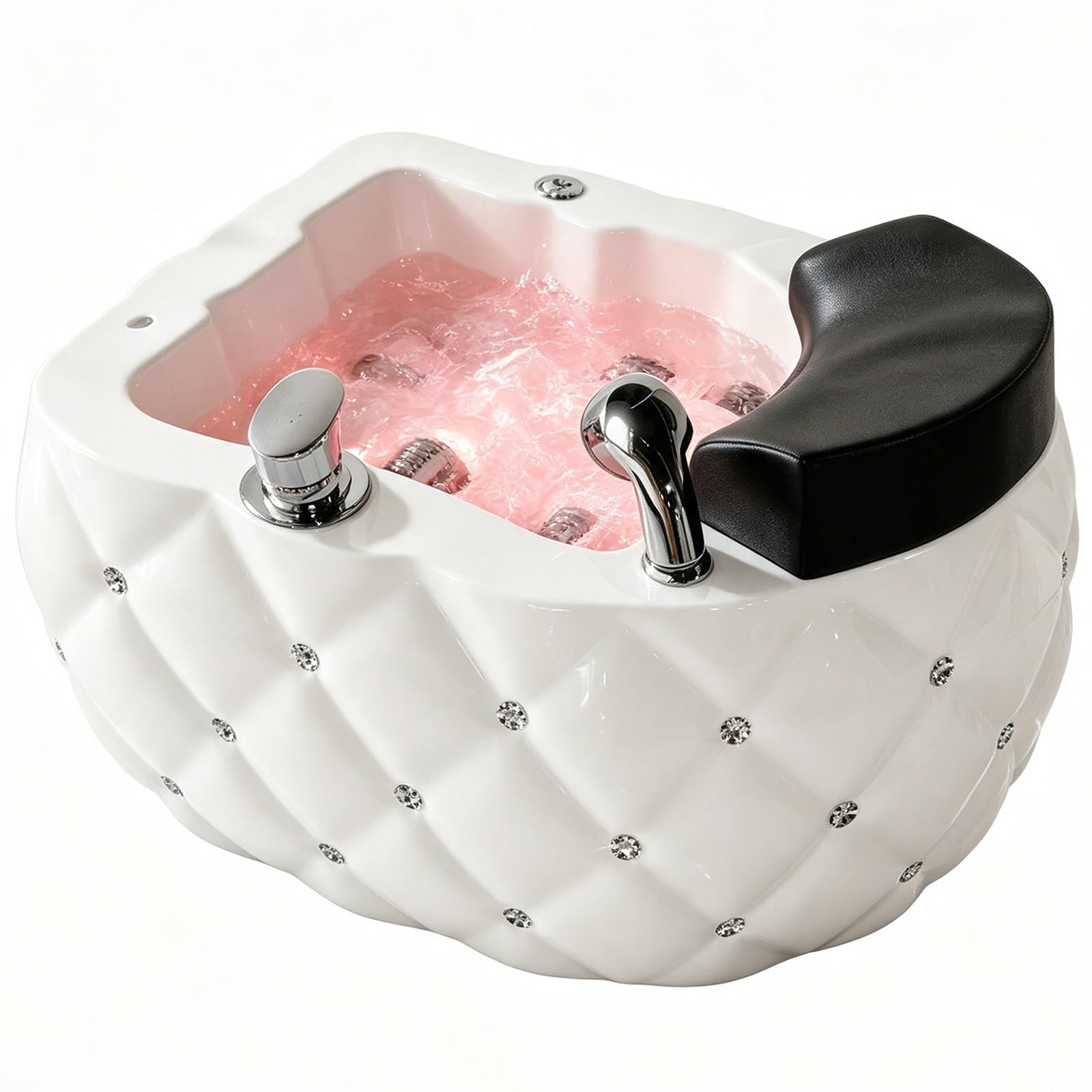 Pediluvio Spa for Pedicure, Design Senza Tubi con Luce LED Colorata | Aspetto In Rilievo Con Diamante Acrilico, Design Del Funzionamento Pulsante Touch Control(White)