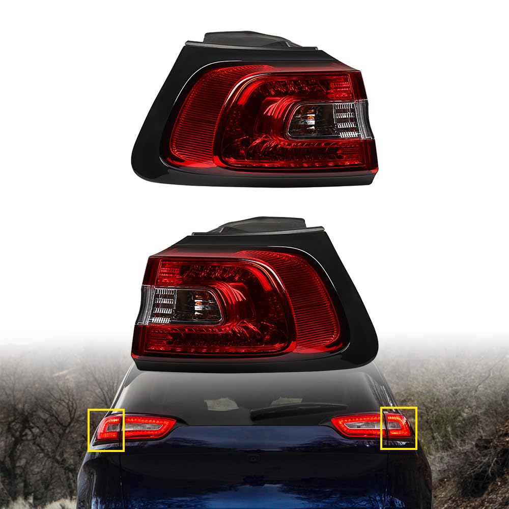 Astra Depot Pair Running Brake Tail Light Assembly Turn Signal Lamp Compatible for 2014-2018 Jeep Cherokee 68102907AC 68102906AC 11-6646-00 11-6645-00