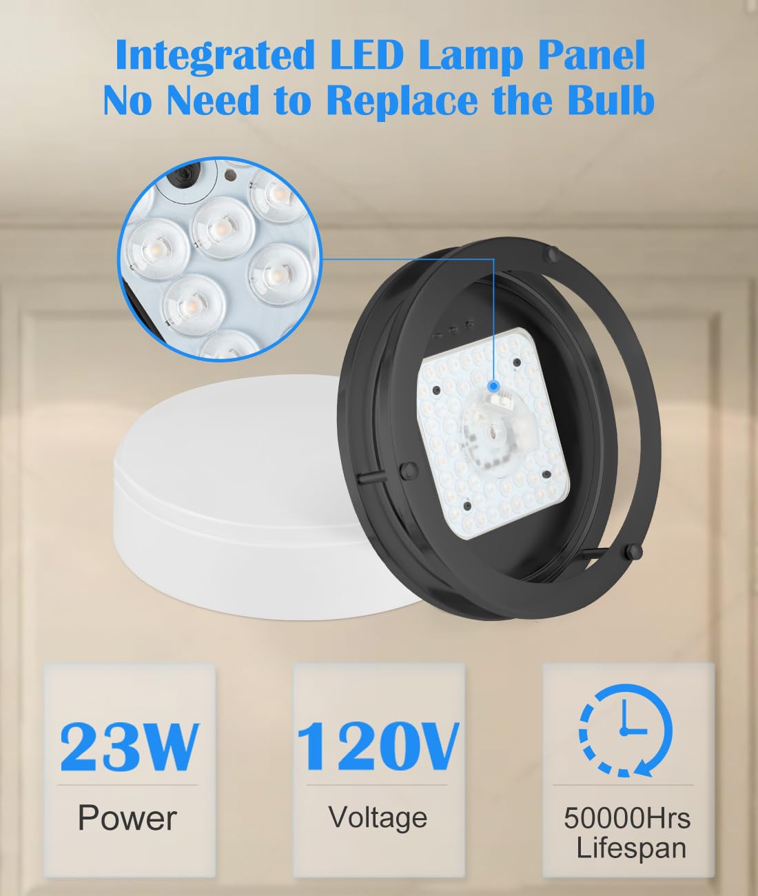 Lámpara de techo LED de 10 pulgadas, color negro mate, montaje empotrado de 10 pulgadas, para dormitorio, baño, armario, cocina, accesorio LED de 2700 K/3000 K/3500 K/4000 K/5000 K
