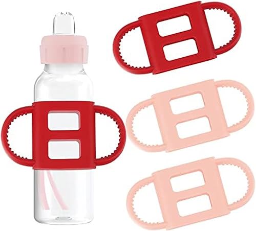Impresa Paquete de 4 asas de biberón rosas para biberones Dr. Brown, enseña a los bebés a beber de forma independiente para beber biberón, soporte