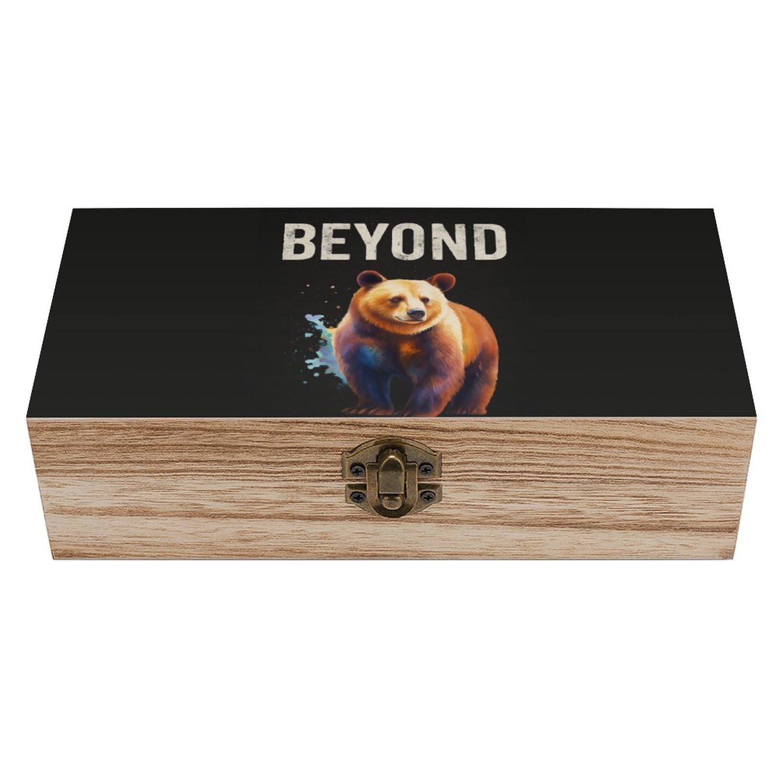 Oudrspo Watercolor Bear Retro Wooden Storage Box Keepsake Jewelry Decorative Art Storages Box Gift Boxs
