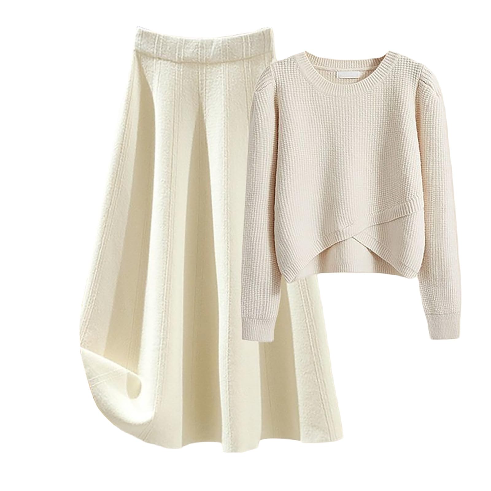 Set di gonna a maglia da donna autunnale, maglione a maniche lunghe e gonna maxi a vita alta, set di due pezzi maglione a maglia, gonna midi, tuta da casa, clubwear, top bodycon, gonna alla moda per