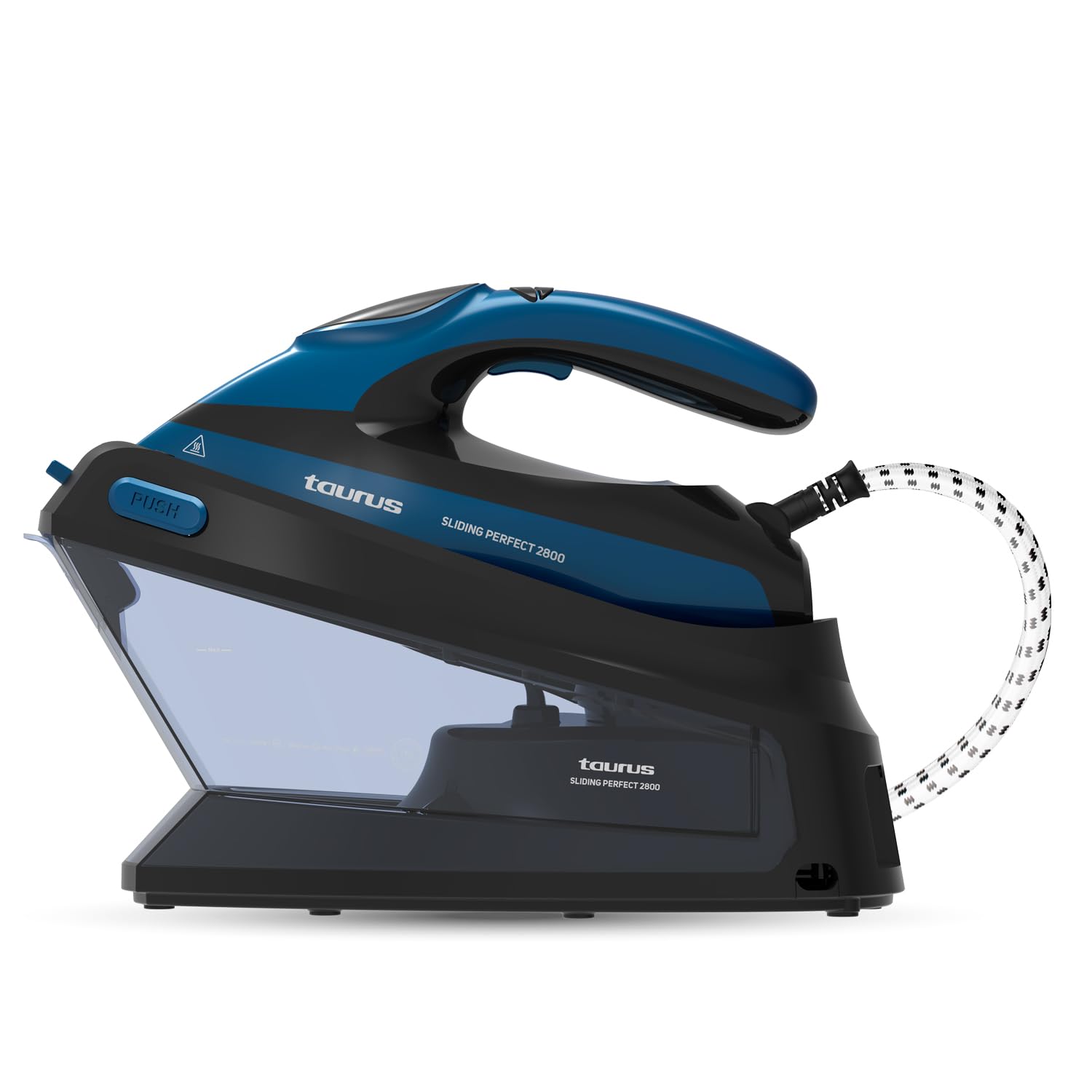 Taurus Sliding Perfect 2800 Steam Generator Iron with 2800W power and 5.5 bar pressure labels.