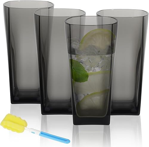 Miniatura 8 de Topsky Vasos de agua de plástico de 20 onzas, juego de 8 vasos transparentes irrompibles de acrílico transparente reutilizable para jugo para fiesta