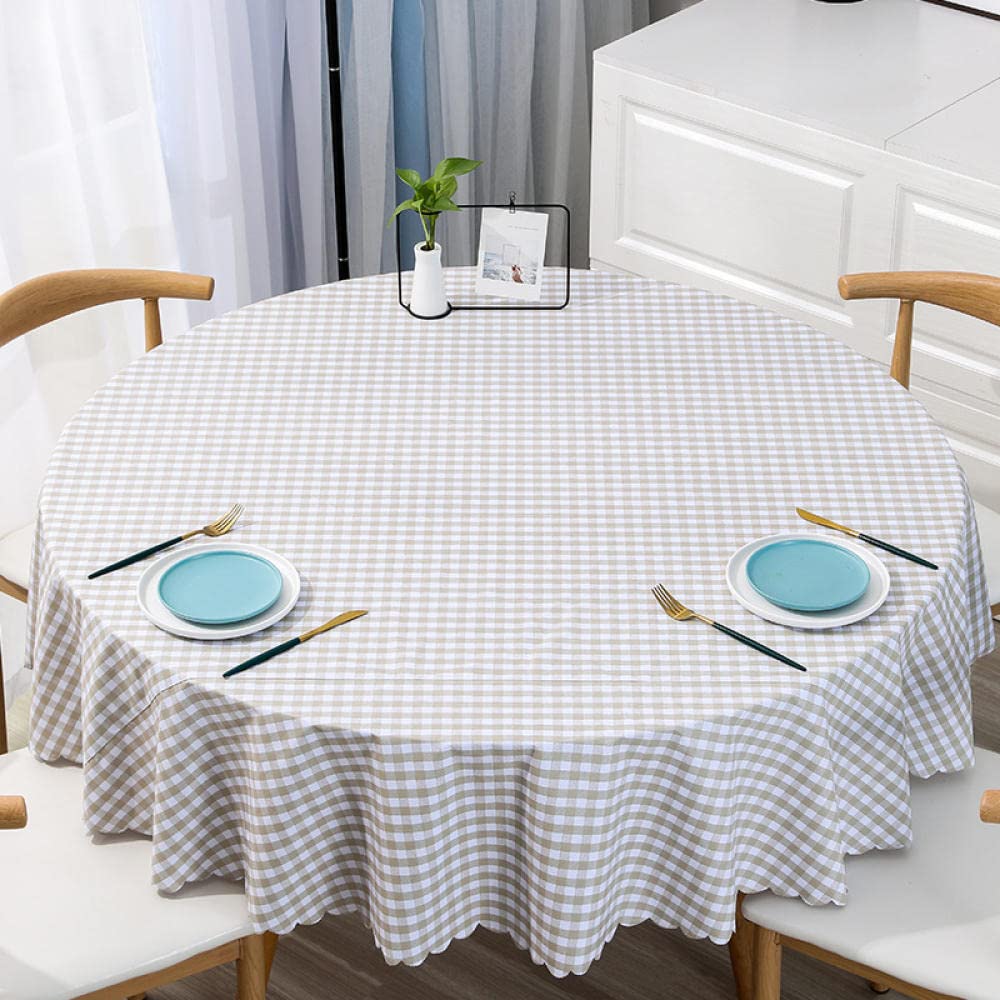 Impermeable Nappe Rectangulaire Entretien Facile Anti Chaud Multiple Styles et Tailles Sélectionnable Café Léger 200cm de Diamètre Rond