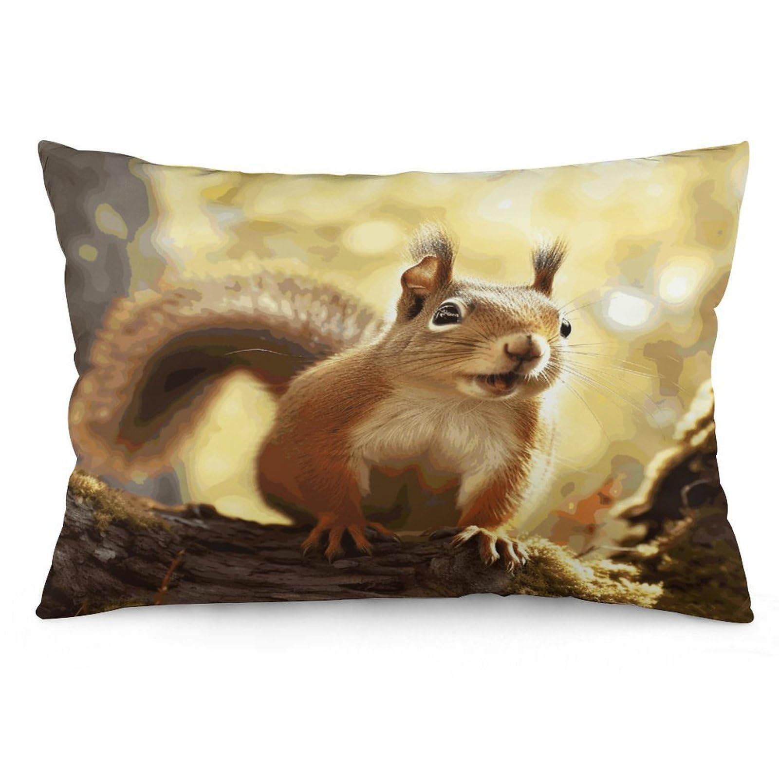 FekiLoot Funny Squirrel Pillowcases Super Soft Cozy Lumbar Decorative Throw Pillow Covers Plush Pillow Shams with Zipper Double-Sided Decorative Pillows Shells for All Seasons