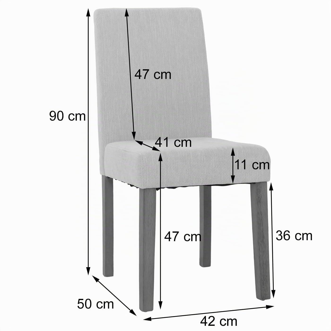 Mendler - Juego de 4 sillas de comedor «Littau» color crema con patas de color natural