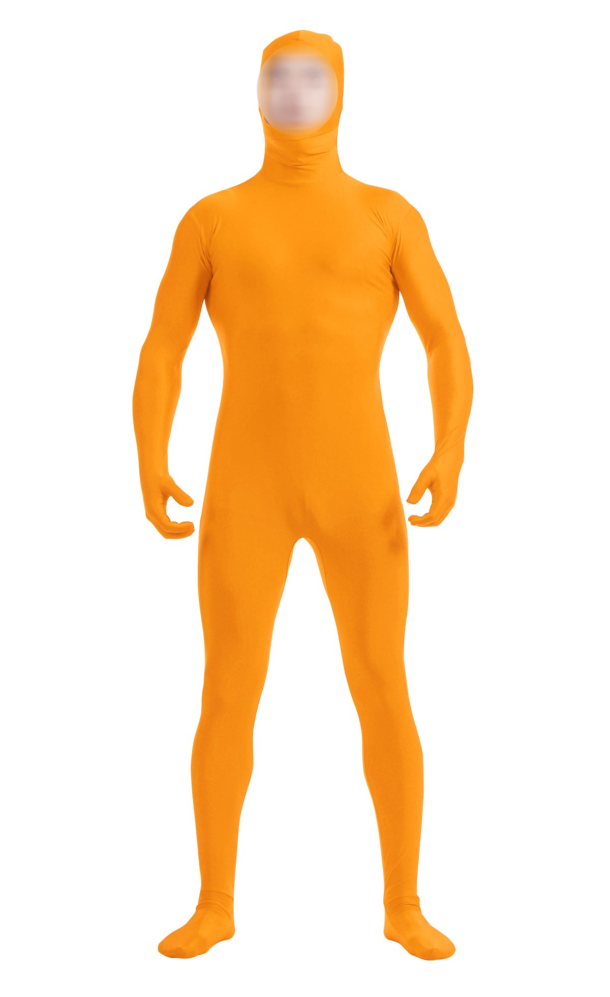 lucky baby store Boys' Mens Full Body Open Face Spandex Lycra Unitard Mask Zentai Costume Bodysuit (XL, orange) - Image 2