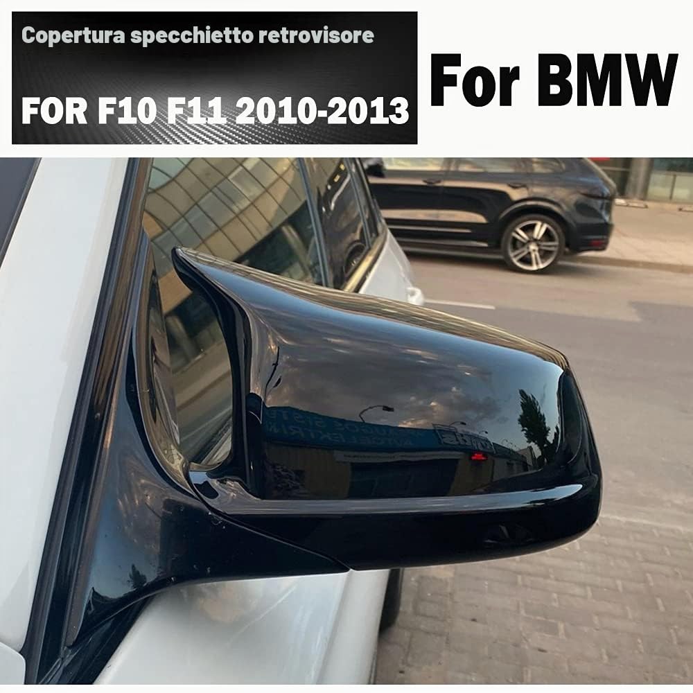 1 Paio Calotta Specchio Retrovisore a Sinistra Destra Coperchi a specchio laterale per B-MW Serie 5 F10 F11 F18 Pre-Lci 2011 2012 2013 (Nero Brillante)