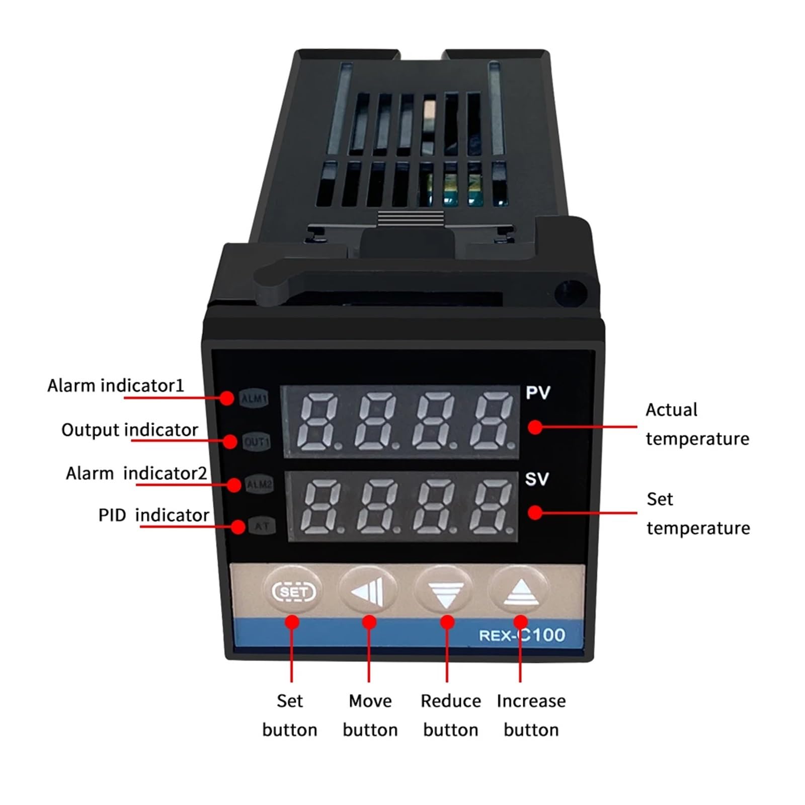 Regolatore di Temperatura Digitale K REX-C100 Sensore termocoppia con Uscita relè termostato 48 X 48(A2)