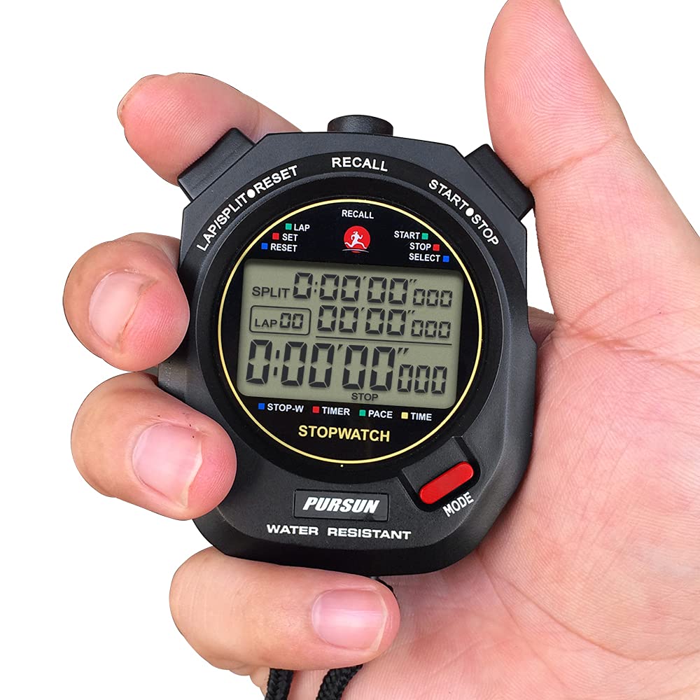 Cronometro sportivo 100 giri cronometro digitale sport cronometro conto alla rovescia timer con 100 giri di memoria 0,001 secondi temporizzazione (nero)