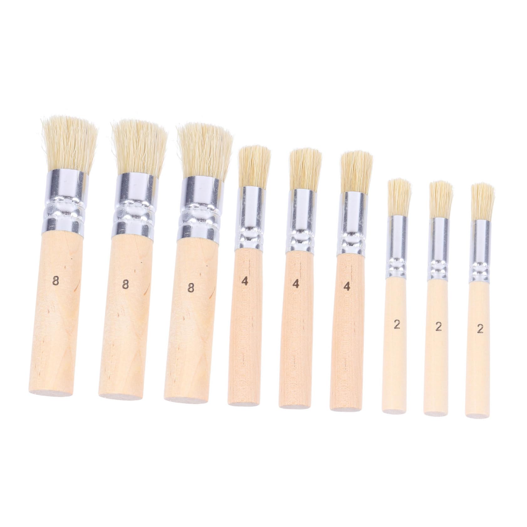 NUOBESTY 3Sets Pinsel Buntstifte Malerpinsel Holz Schablonenpinsel Holz Schablonenpinsel Borsten Borsten Ölgemäldepinsel Ölgemäldepinsel 3Set*3