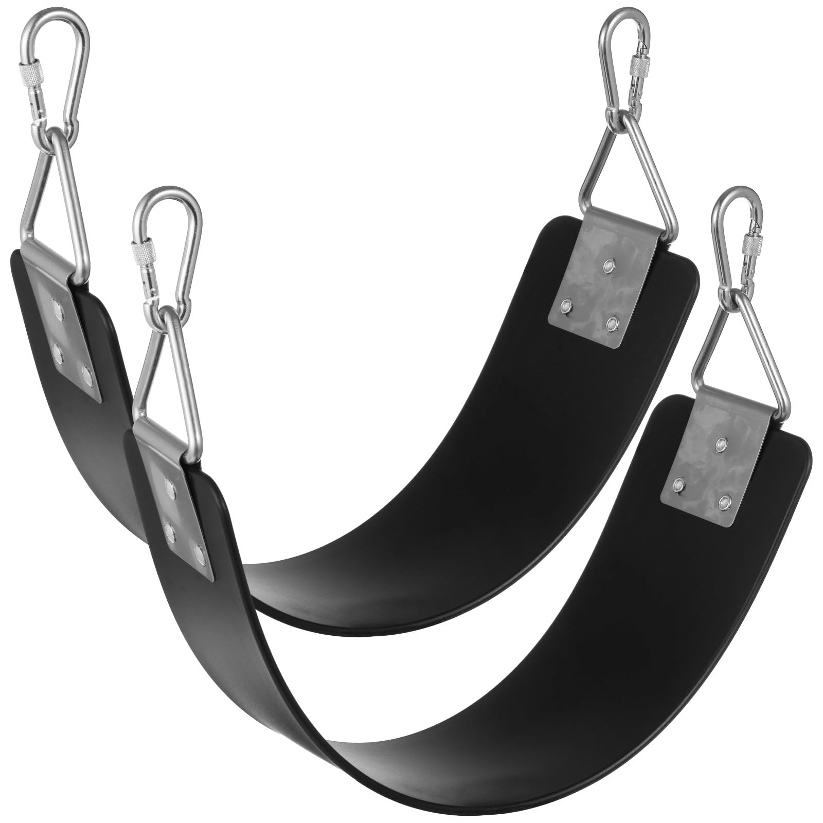 2 STK. Schaukelbrett-Ersatzboard, 24 Zoll weiches Eva-Schaukelbrett mit dreieckigem Stahlring und Sicherungskarabiner für Garten, Spielplatz, Innen- und Außenschaukelsets, Schwarz