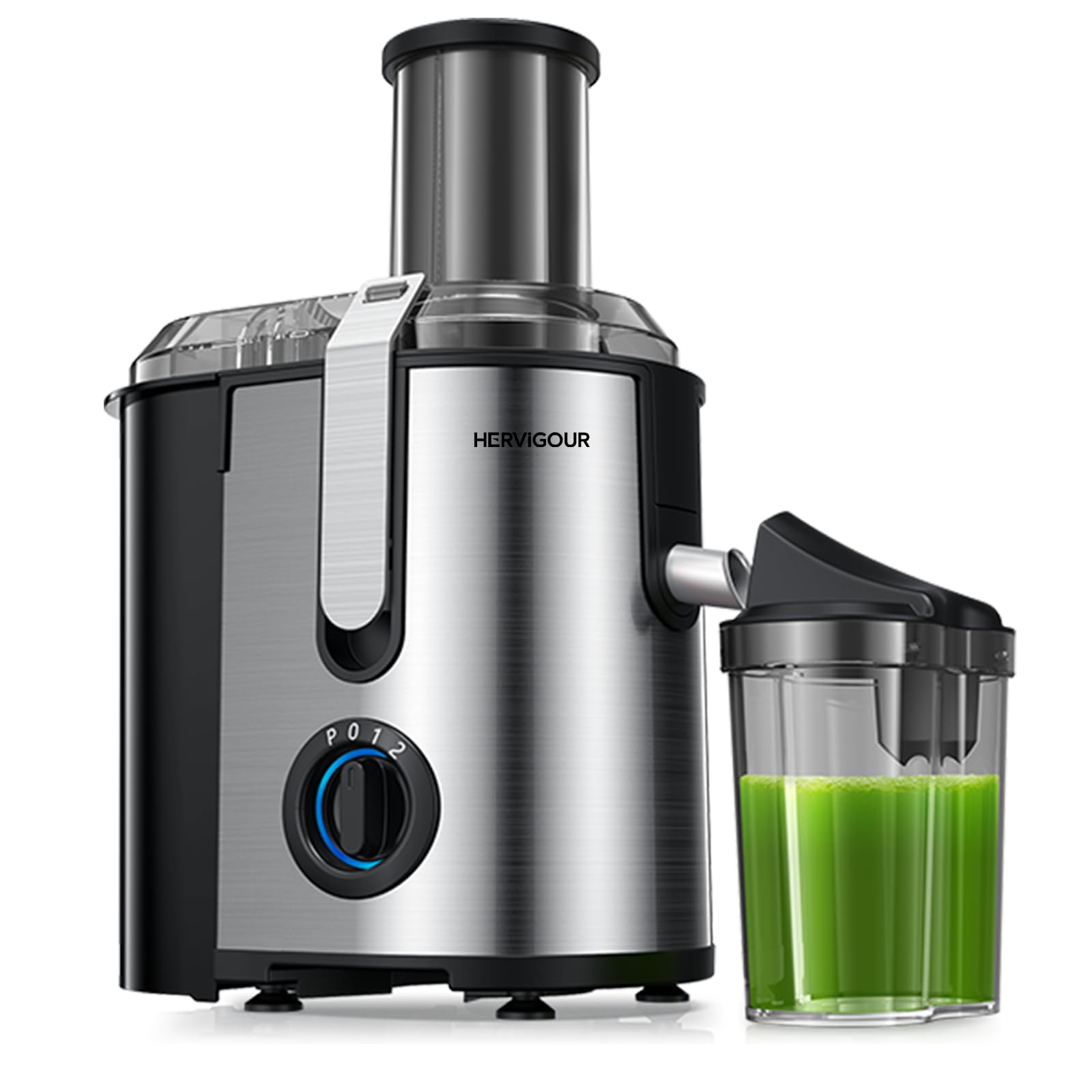 Quick & Easy Juicer Machine, Hervigour 800W Power, 3.2" Big Mouth Juice Extractor Maker for Whole Fruits & Veggies, BPA-Free Stainless Steel for Healthy Living, Easy to Clean