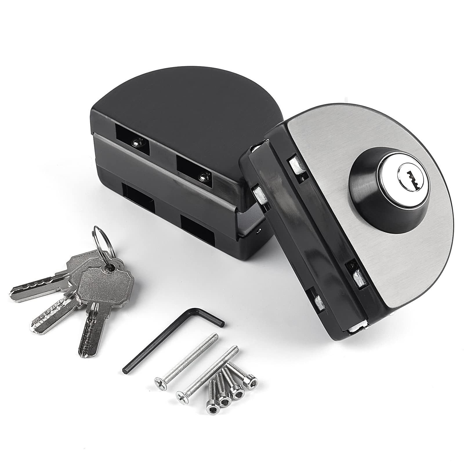 Ranbo Frameless Double-Sided Glass Door Lock,no Drilling,304 Stainless Steel,Suitable for 3/8''-1/2''(10mm-12mm) Sliding Glass Doors,Office Doors,Commercial Doors,Comes with 3 Keys,Brushed Black - Image 3