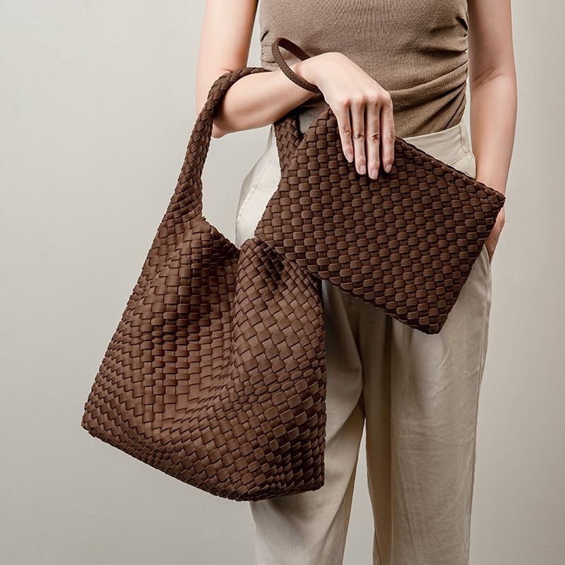 Bolsa tejida para mujer, bolso tote grande de neopreno miniatura 2
