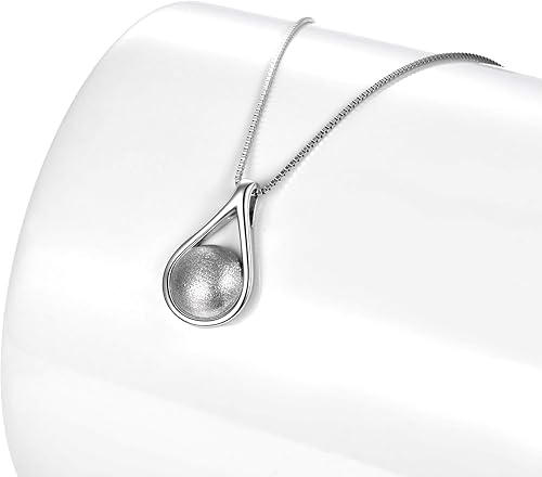 Miniatura 5 de Collar de urna de reloj de arena con forma de lágrima para cenizas para mujer, joyería de cremación de plata de ley, collar con colgante de urna