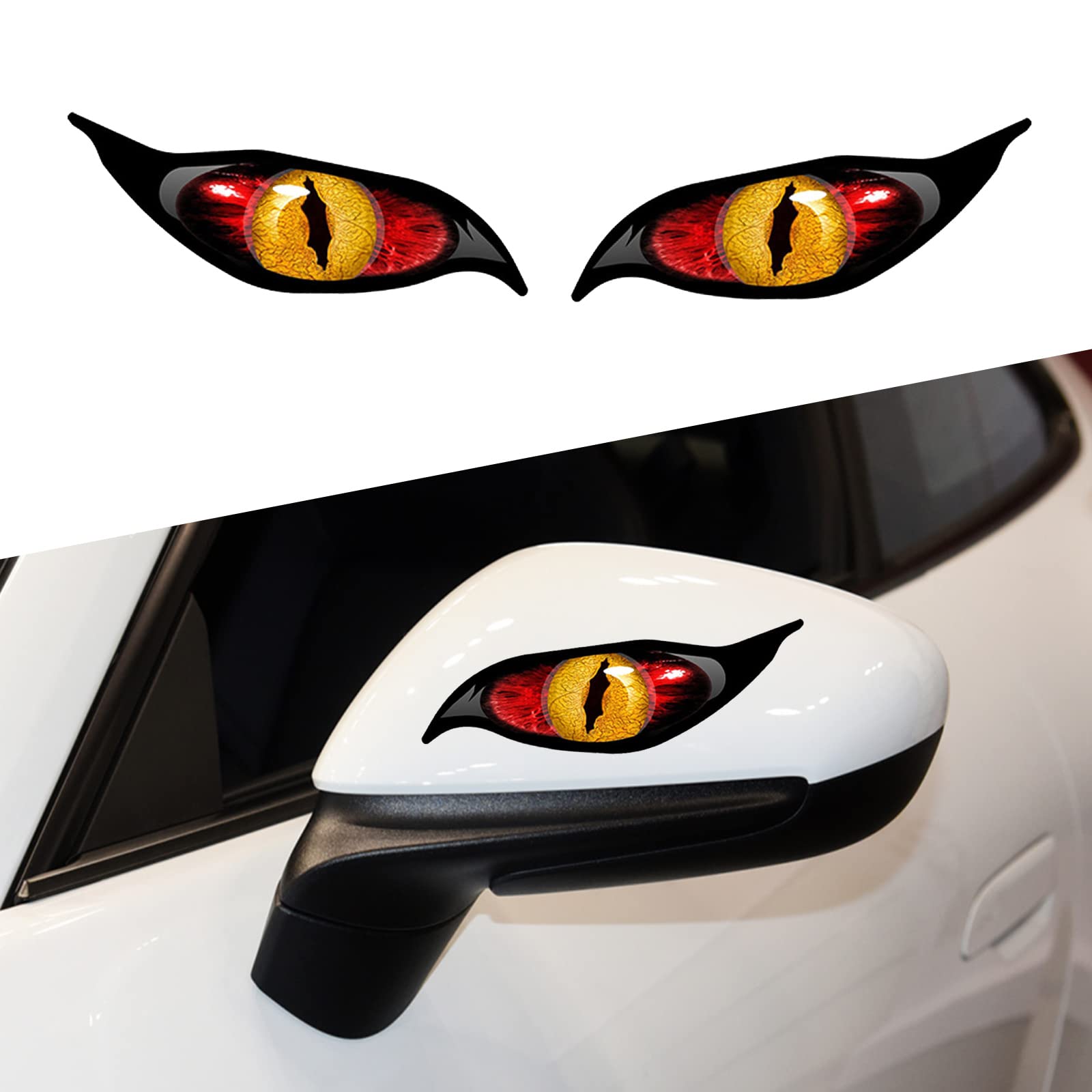SUNJIKA Car Vinyl Sticker Funny Decals Red Eyes Pattern for Rearview
