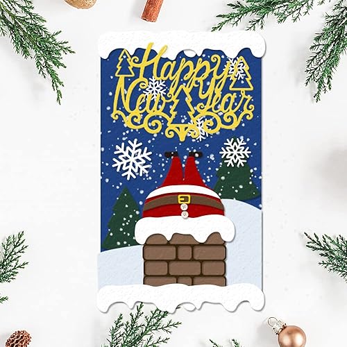 Miniatura 3 de Troqueles de corte de metal de Navidad, chimenea de Navidad, fondo de Papá Noel, troqueles para hacer tarjetas, álbumes de recortes y álbum de