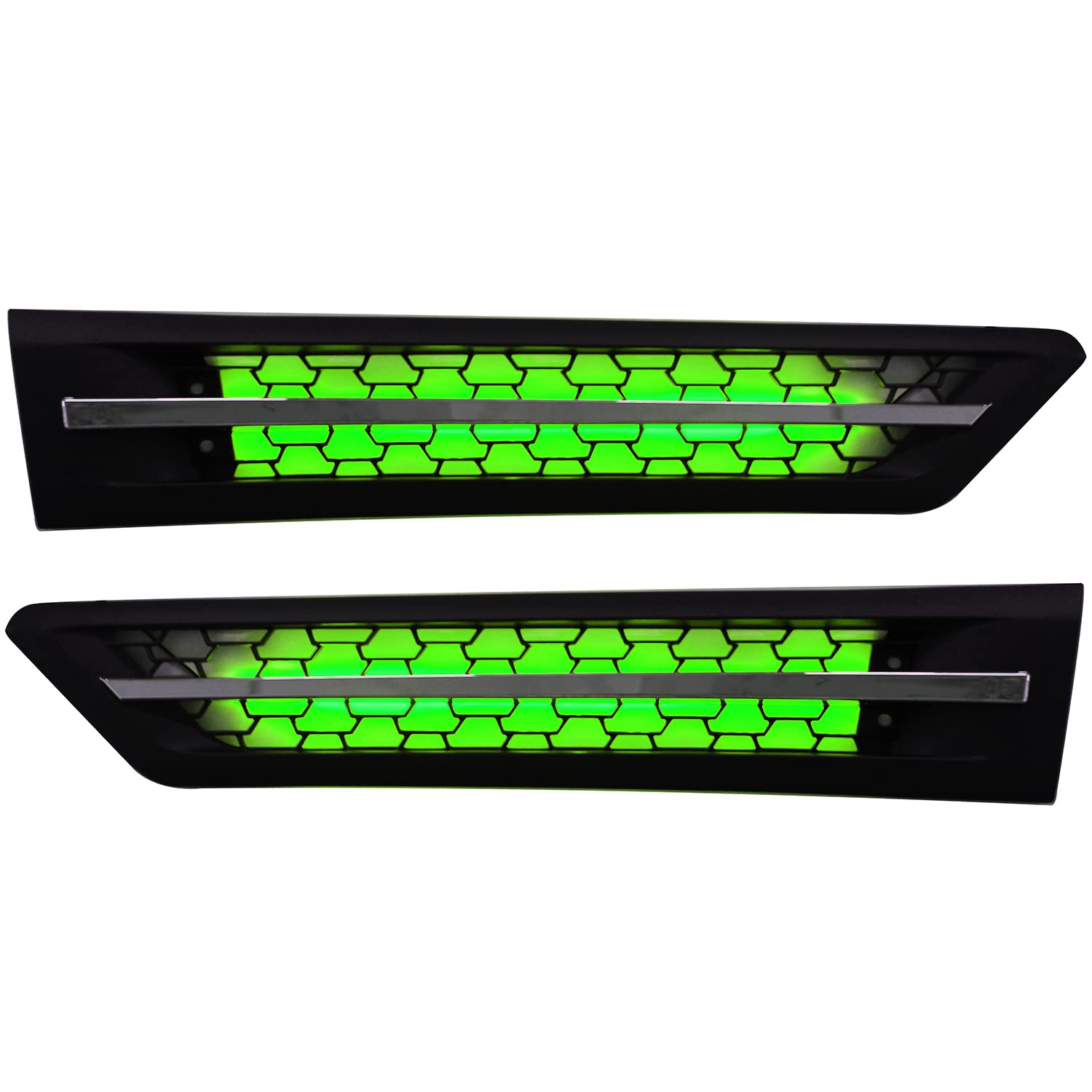 BOLANTON Cascadia Side Grille Air Intake Vent Replacement with LED Lights Left Right Pair for Freightliner Cascadia 2018+ (Green)